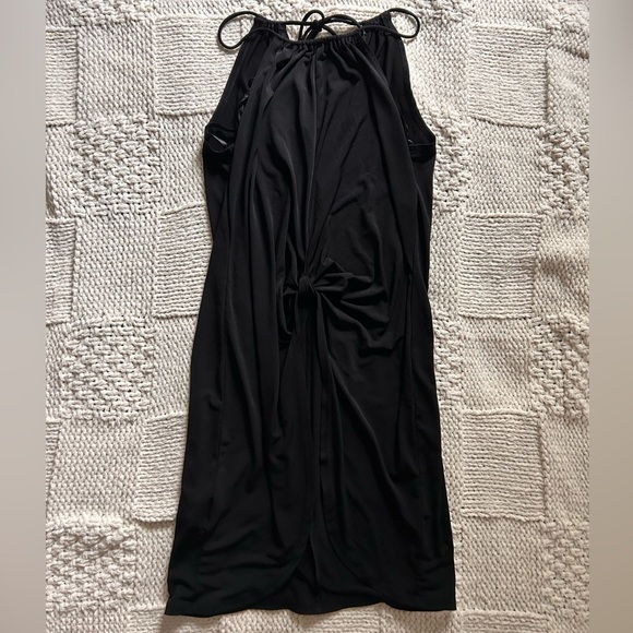 BCBGeneration Black Mini Halter Spaghetti Strap Dress with Cinch and Slit - Picture 1 of 6
